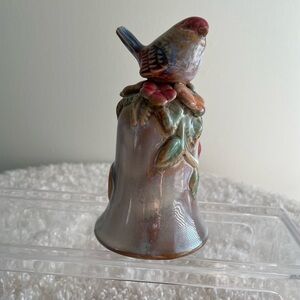 Gorgeous Vintage Hand Painted Glazed Stoneware Bird Bell